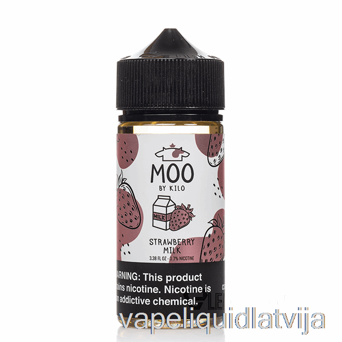 Zemeņu Piens - Moo E-liquids - 100ml 6mg Vape šķidrums